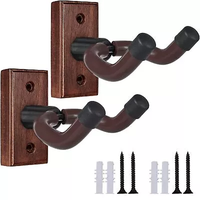 Guitar Wall Mount 2 Pack Wood Guitar Hanger For Safe Storage And Display Stur... • $13.54