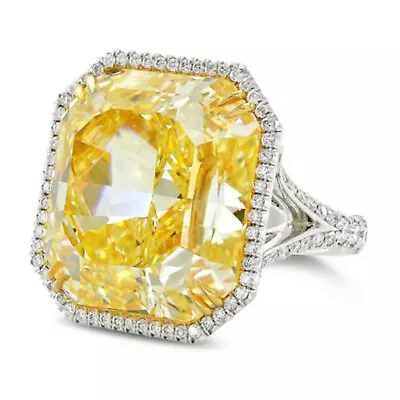 7.77 Ct Yellow Canary Radiant Shape Lab-Created Diamond Engagement Ring 14k Gold • $293.26