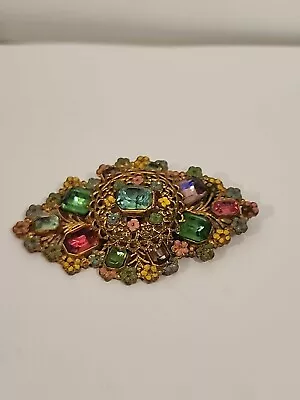 Large Vintage 1930s Czech Cold Enamel Flower Brooch Art Deco 3  • $45