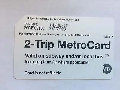 NYC MTA 2-Trip MetroCard (No $ Or Trips Left) Rare Collectible Hack • $5