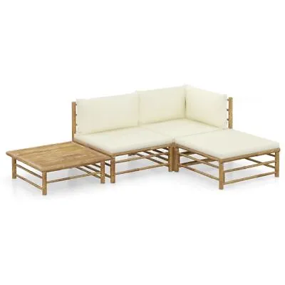 $561.95 • Buy Outdoor Bamboo Sofa Set With Cushion 4 Pcs Garden Patio Lounge Setting Furniture