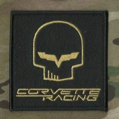 HEARTBEAT Of AMERICA CORVETTE RACING Iron-on PATCH C-5 C-6 4  Gold RACING SKULL • $10.99