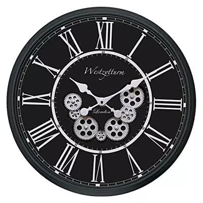 23 Inch Large Steampunk Wall Clock With Gears Moving Industrial 23inch Black • $114.42