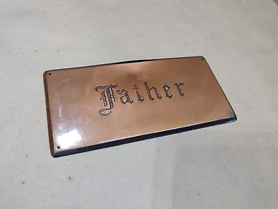 Victor Casket Hardware Vintage Copper Metal Sign  Father  8x4  Precious Metal • $169