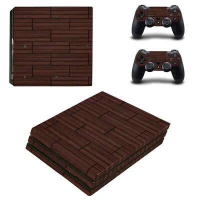 $20.39 • Buy Wood Grain Protective Skin Sticker For PS4 PRO Gaming Console+2 Controller