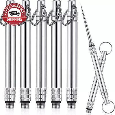 5 Pieces Portable Titanium Toothpicks Metal Pocket Toothpick With Protective Hol • $12.41