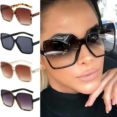 £5.95 • Buy Oversized Sunglasses Womens Square Flat Top Large Black Luxury Ladies Big UV400