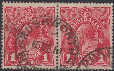 $13 • Buy Postmark 1914 Rushworth Victoria Australia On Pair 1d Red KGV Perf Stamps   