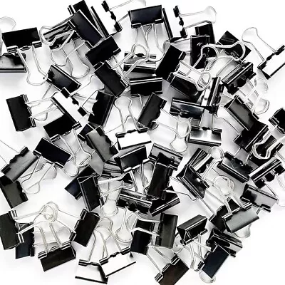 96 Pack Mini Binder Clips 3/4-Inch Small Black Paper Clamps Office Supplies 19mm • $13.18