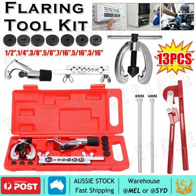 $29.75 • Buy 13Pcs Brake Air Line Double Flare Flaring Tool Kit Set + 3 In 1 Tube Pipe Bender