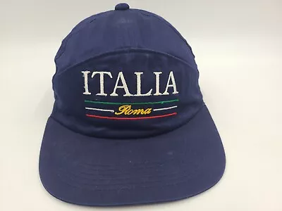 Vintage Italia Roma Snapback Hat Cap Italy Rome Travel Souvenir Men Women Blue • $13.49