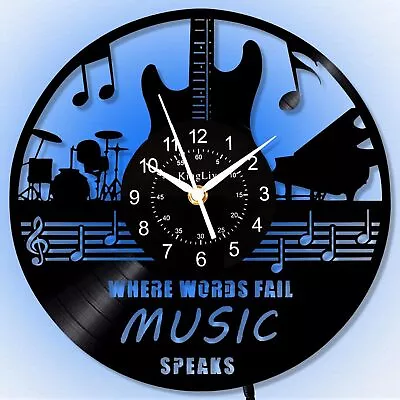 Guitar Vinyl Record Wall ClockLED Illusion Round Drum Piano Music Wall Clock • $33.29