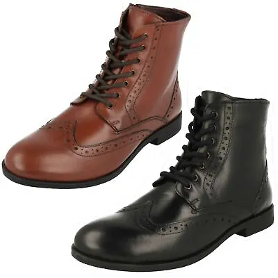 £39.99 • Buy Ladies Leather Collection Brogue Lace Up Detailed Boots *F4R456*