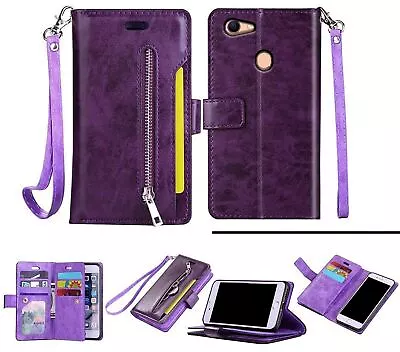 $11.50 • Buy Oppo A73 A75 F5 Multifunction Wallet Case 9 Card Slots Front Pocket Zipper