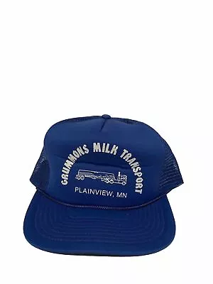 Vintage 80’s Grummons Milk Transport Painview Minnesota Snapback Trucker Hat • $12.50