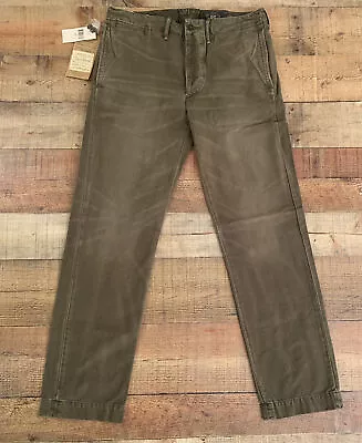 NWT RRL Moleskin Officer’s Chino Military Green Pants Men’s 32x32 Ralph Lauren • $319.99