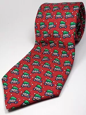 VINEYARD VINES Boys Handmade In USA 100% Silk Tie Red CHRISTMAS TREE Necktie NEW • $15.99