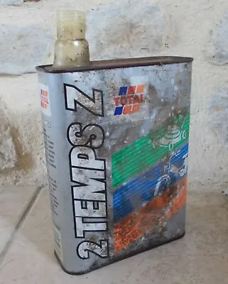 Vintage Oil Can Tin TOTAL 2 Temps Z France French Petroleum Auto Old 2 L  • $26.40