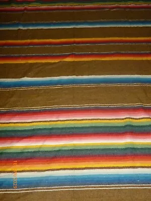 Vintage Mexican Serape Blanket Woven Stripes Southwest Fringe 61 X89  Saltillo • $39