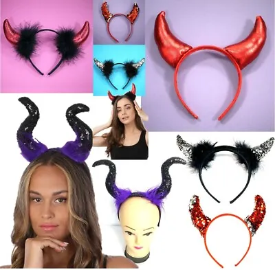 Devil Horns Halloween Fancy Dress Costume Cosplay Party Accessories Evil Ladies • £2.99