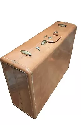 Vintage Samsonite Shwayder Bros 4636 Brown Leather Suitcase 26 ×19 ×9  With KEY  • $56.81