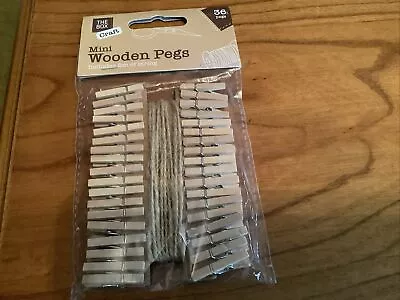 Mini Wooden Craft Pegs With 2m String • £0.99