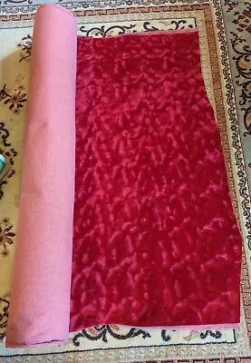 Gorgeous Large Vintage Unused SOLID Red VELVET UPHOLSTERY FABRIC On Bolt • $513