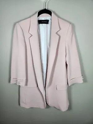 $35 • Buy Zara Jacket Womens Small Pink Boyfriend Blazer Barbiecore Pearl Accents