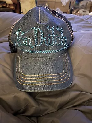 VonDutch Denim Hat With Rhinestone Letters • $65