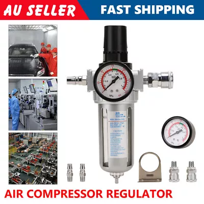 1/4 Air Compressor Water Trap Regulator Lubricator Oil Moisture Filter Mount Kit • $26.85