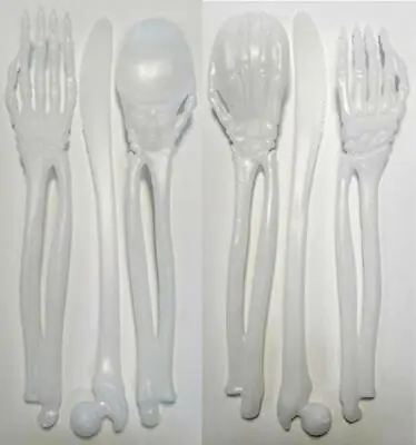 $27.99 • Buy Skeleton Plastic Silverware Set Plasticware Non Disposable Cutlery Forks And ...