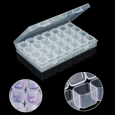 £4.79 • Buy Removable Grid Storage Container Box Case With Lid For 28 Slots Jewellery Beads