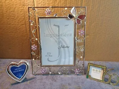3 Different Photo Frames Glass And Wire Framed Heart 60th Anniversary • £7.99
