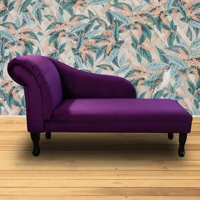 Velvet Purple Chaise Longue Sofa Accent Chair In Luxury Soft Fabric Handmade UK • £410
