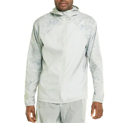 Puma Graphic Hooded Full Zip Running Jacket Mens Grey Casual Athletic Outerwear • $18.75