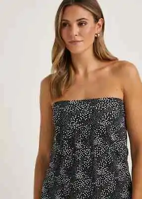 Matalan Black Spot Gathered Bandeau Boob Tube Top  BNWT Holiday (G801) • £5.99