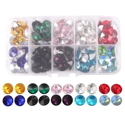 200PCS Mixed Color Rhinestone Glass Rivoli Crystal Stone In Storage (10 Colors) • $10.99