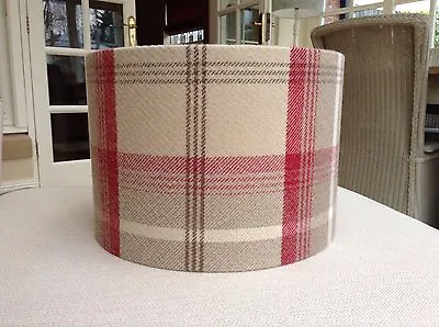 Red Lamp Shade Porter  Stone Balmoral Tartan Cranberry Red Cream Beige Lampshade • £27.50