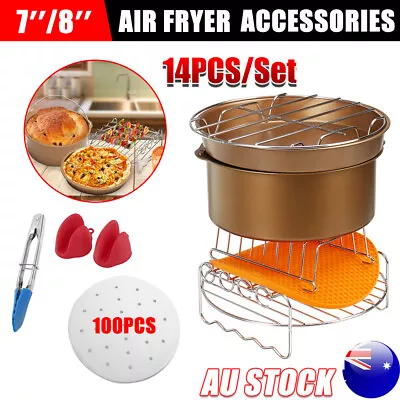 14Pcs/Set 7/8inch Air Fryer Accessories Oven Cake Pizza Barbecue Frying Pan Rack • $30.95
