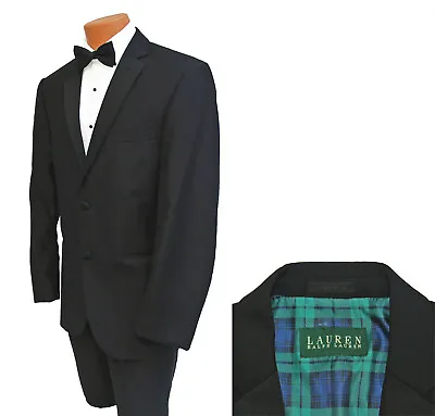 Men's Ralph Lauren Black Tuxedo Jacket 2 Button Formal Blazer Soft 130s Wool  • $31.49