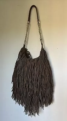 Monserat De Lucca Bochoa Fringe Bag Taupe Brown Anthropologie • $99