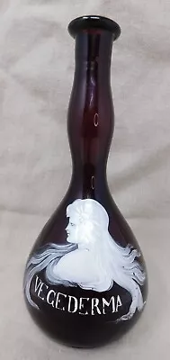 Rare Antique Hand-Blown Amethyst Glass Barber Bottle Mary Gregory Vegederma Lady • $426.43