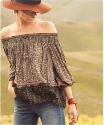 Anthropologie VANESSA VIRGINIA Off-The-Shoulder Bohemian Top Size S • $24.99