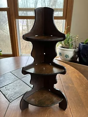 Vintage Wood Corner Wall Hanging 3 Tier Shelf Mid Century • $19.99