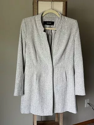 ZARA BASIC COLLECTION WOMENS LONG BLAZER Gray JACKET  L Size COAT • $23.99