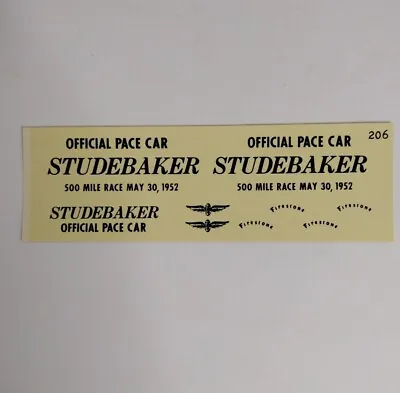 Fred Cady 1:25 Scale 1952 Studebaker Pace Car Decals No. 206 • $8.99