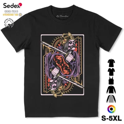 £9.99 • Buy King Of Hearts Card T-Shirt Horror Skull Tattoo Playing Deck Gift Queen P883