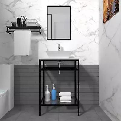 Bathroom Vanity Overall 24 W X 18.5 D (with Sink)tempered Glass Open  Shelf • $289