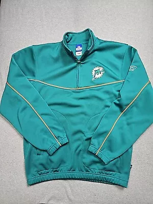 Miami Dolphins Sweater Mens Medium Quarter Zip Pullover Embroidered Spellout NFL • $39.95