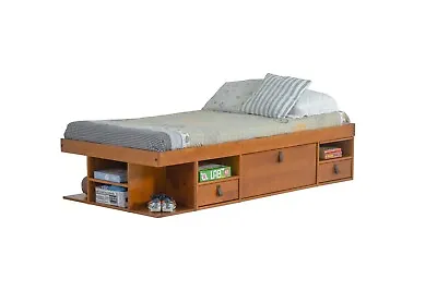 Memomad Bali Bed - Twin Size Storage Platform Bed Frame With Drawers (Oak) • $589